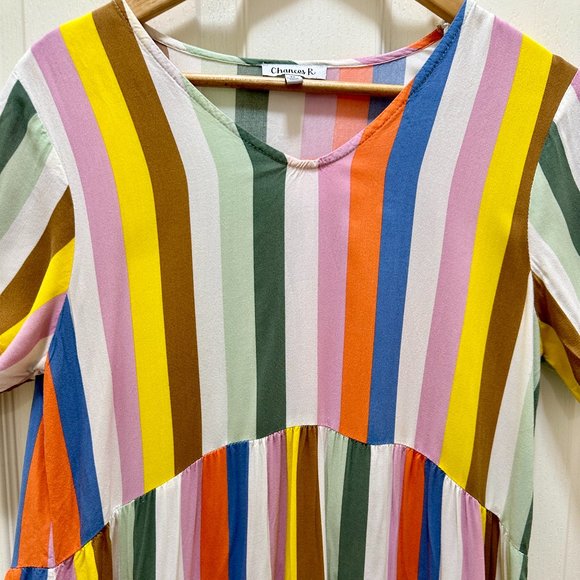 Chances R Midi Dress Women' Size M Multicolor Striped Print Slip On Boho Indie - Picture 2 of 11